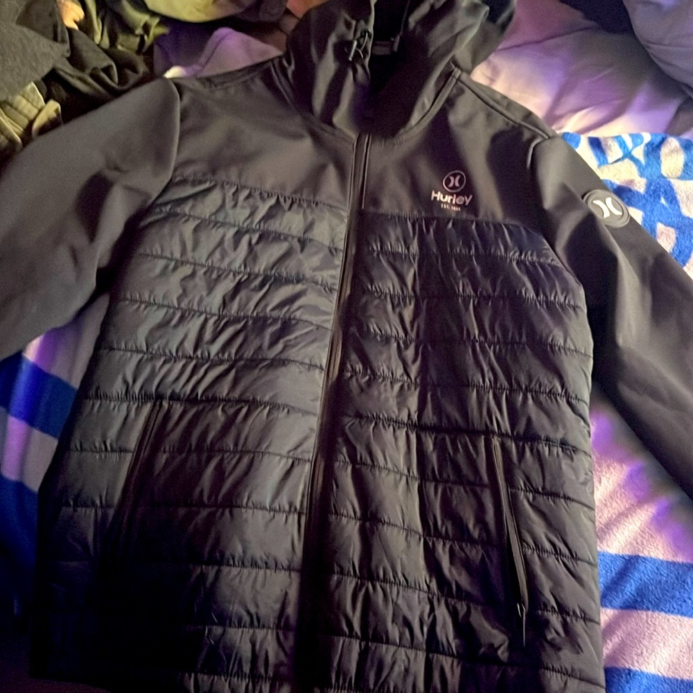 Hurley brand new never worn winter fleece tech jacket with fleece inner lining.